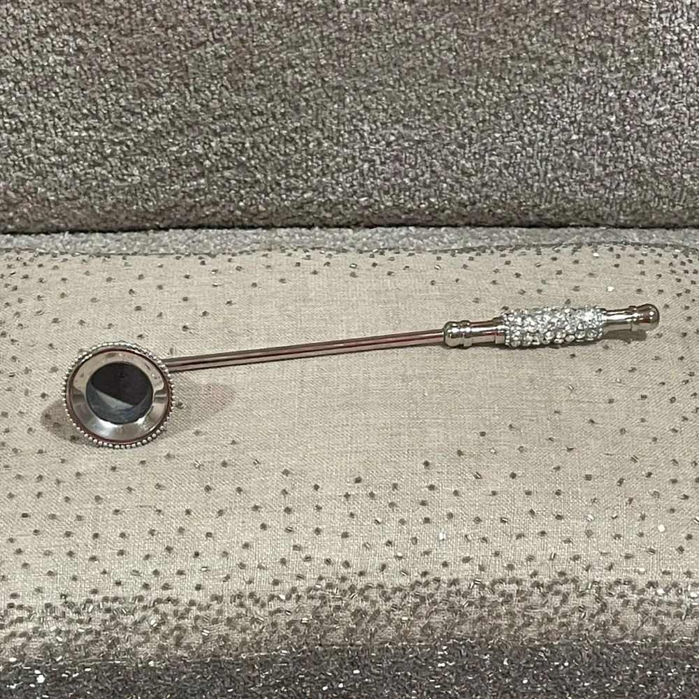 Silver Metal Candle Snuffer with Crystals